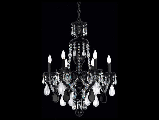 Schonbek Hamilton Rock Crystal 6-Light Chandelier in Jet Black