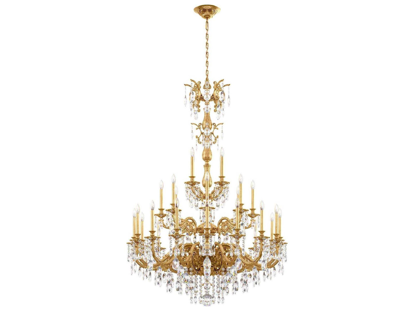 Schonbek 28-Light Milano Chandelier in Florentine Bronze with Heritage Crystal