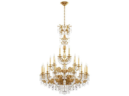 Schonbek 28-Light Milano Chandelier in Florentine Bronze with Heritage Crystal