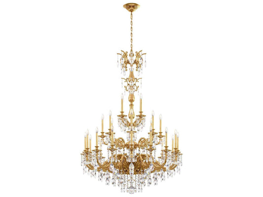 Schonbek 28-Light Milano Chandelier in Florentine Bronze with Heritage Crystal