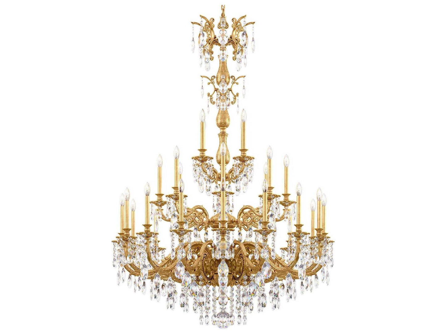 Schonbek 28-Light Milano Chandelier in Florentine Bronze with Heritage Crystal