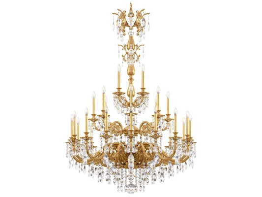 Schonbek 28-Light Milano Chandelier in Florentine Bronze with Heritage Crystal