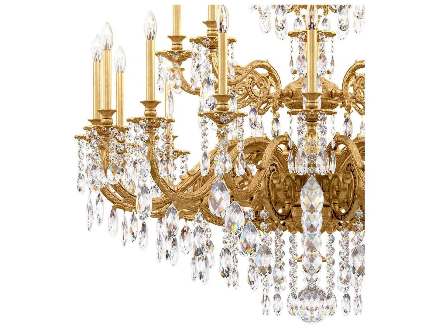 Schonbek 28-Light Milano Chandelier in Florentine Bronze with Heritage Crystal