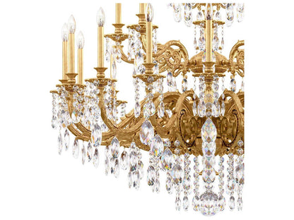 Schonbek 28-Light Milano Chandelier in Florentine Bronze with Heritage Crystal