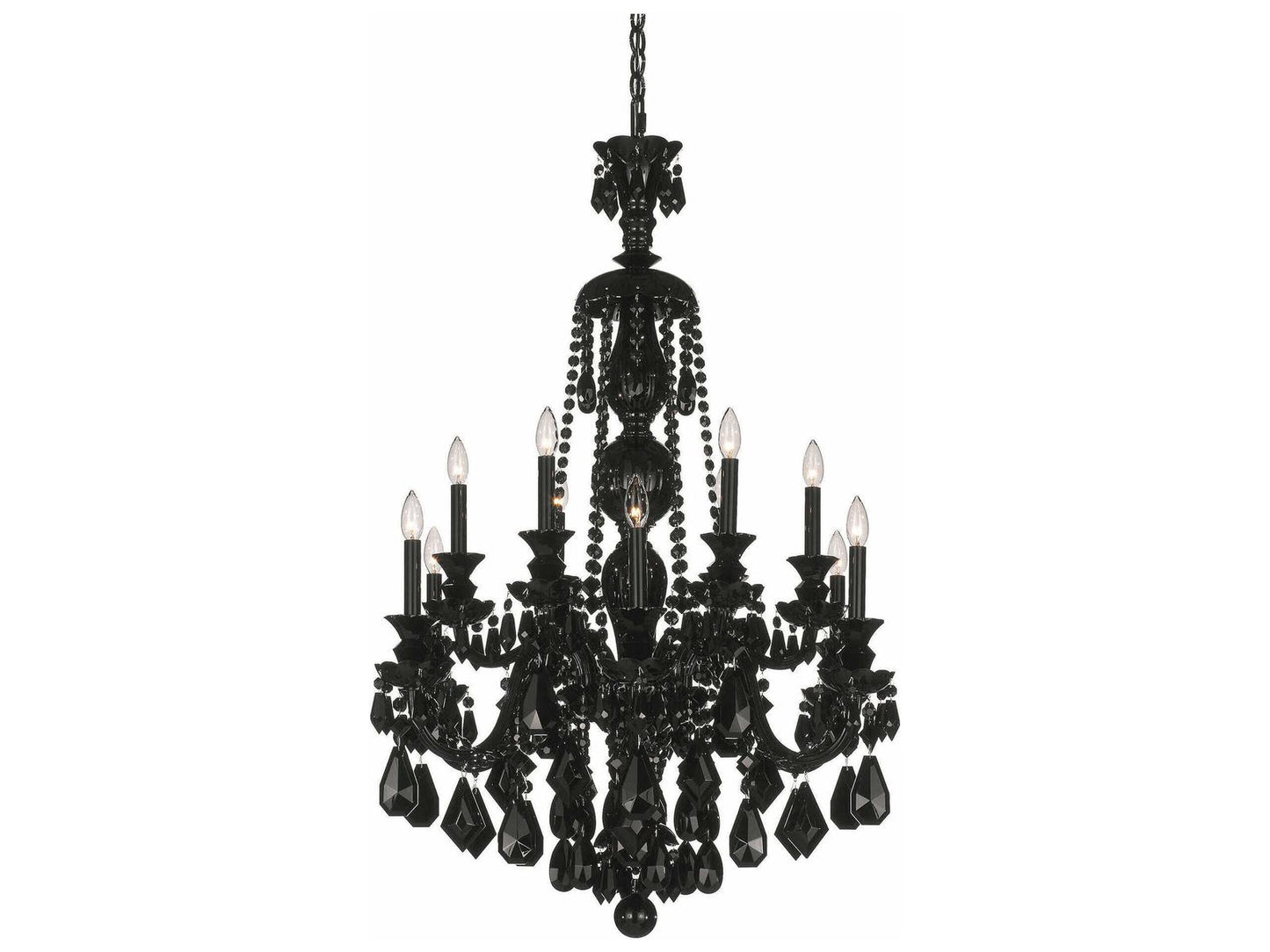 Schonbek Hamilton 12-Light Candelabra Chandelier in Jet Black with Heritage Handcut Crystal