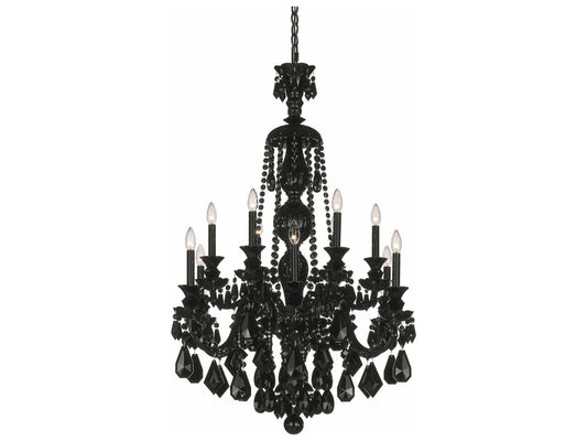 Schonbek Hamilton 12-Light Candelabra Chandelier in Jet Black with Heritage Handcut Crystal