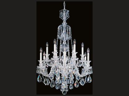 Schonbek Hamilton 12-Light Silver Candelabra Chandelier with Clear Heritage Crystal