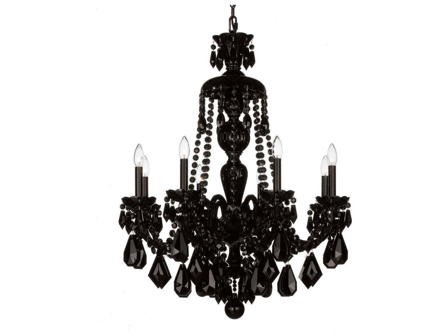 Schonbek Hamilton 8-Light Candelabra Chandelier in Jet Black with Heritage Crystal
