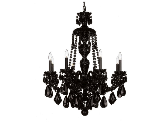 Schonbek Hamilton 8-Light Candelabra Chandelier in Jet Black with Heritage Crystal