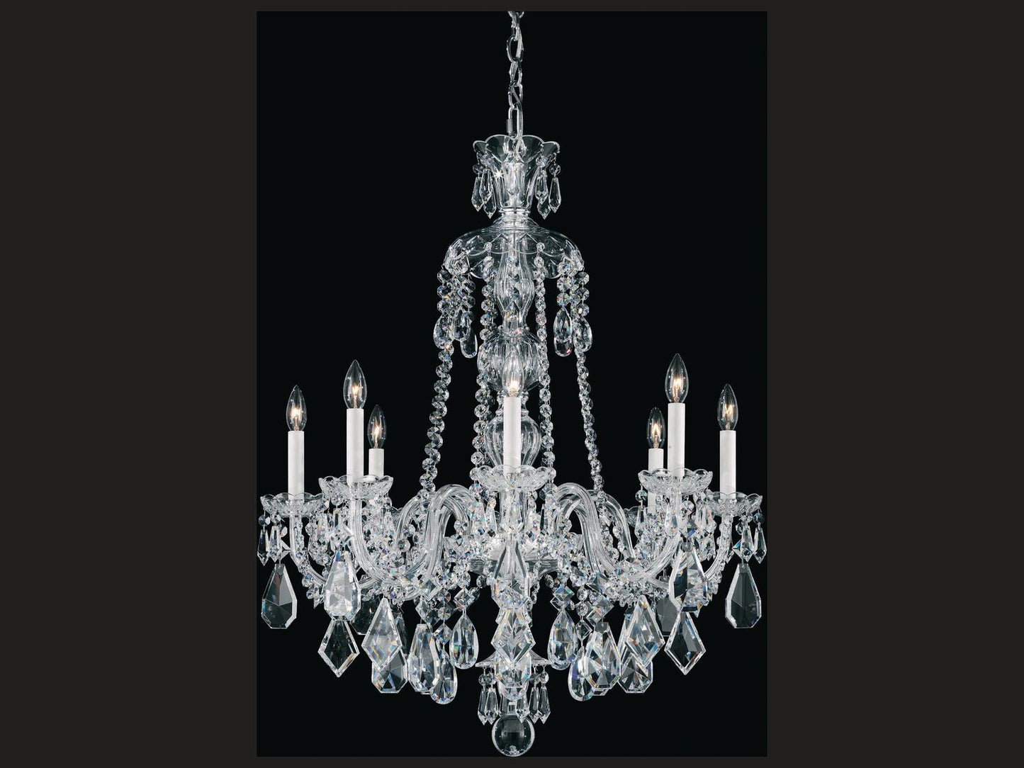 Schonbek Hamilton 8-Light Candelabra Chandelier in Polished Silver with Heritage Crystal