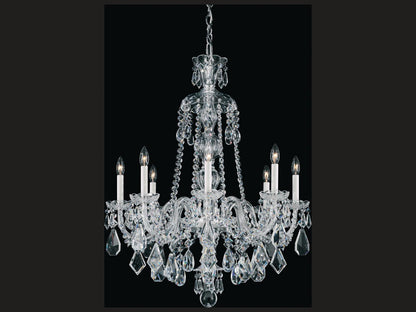 Schonbek Hamilton 8-Light Candelabra Chandelier in Polished Silver with Heritage Crystal