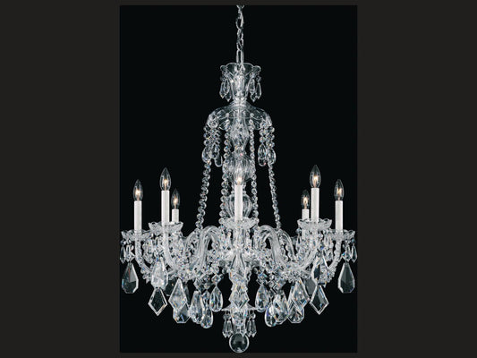 Schonbek Hamilton 8-Light Candelabra Chandelier in Polished Silver with Heritage Crystal