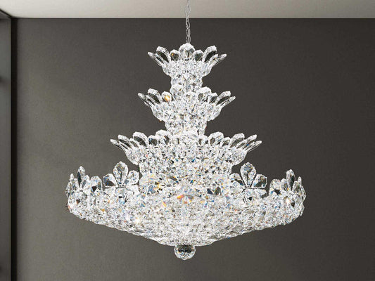 Schonbek 30-Light Trilliane Candelabra Chandelier in Polished Stainless Steel with Crystal Accents