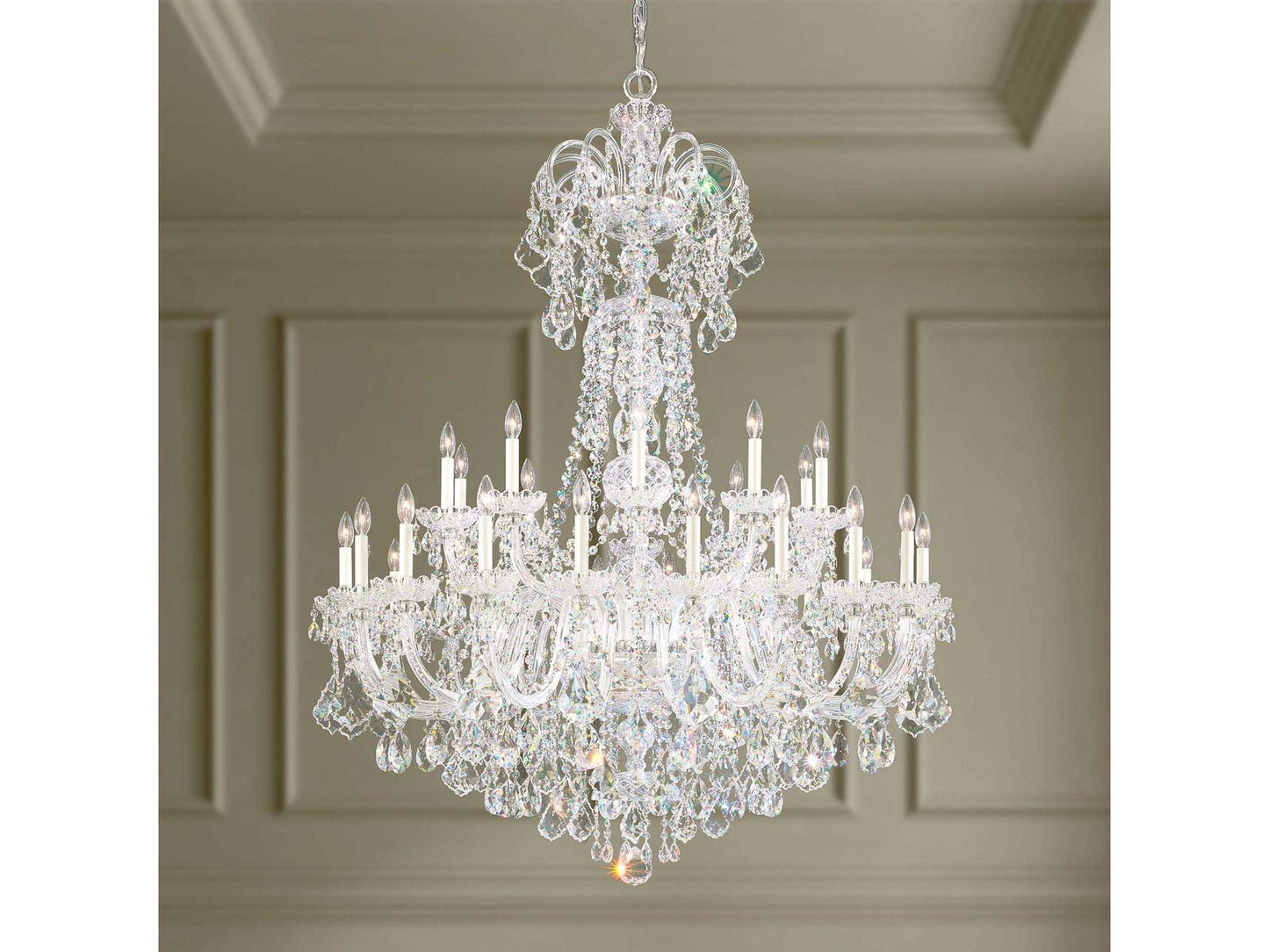 Schonbek 35-Light Olde World Chandelier with Hand-Formed Crystal