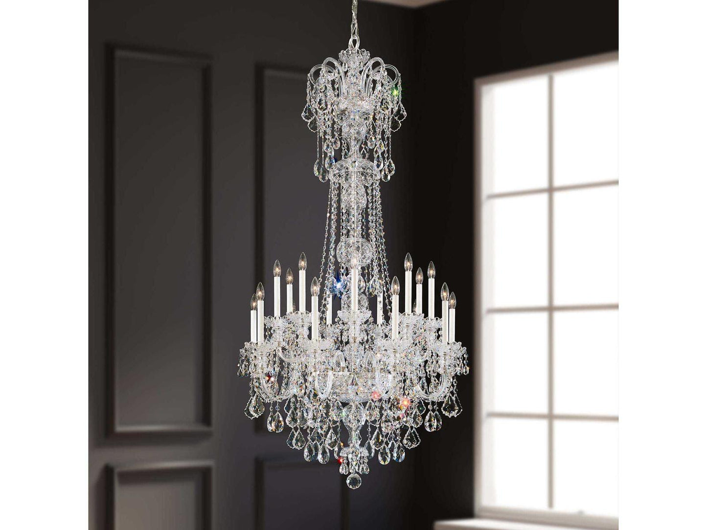 Schonbek Olde World 23-Light Candelabra Chandelier in Polished Silver