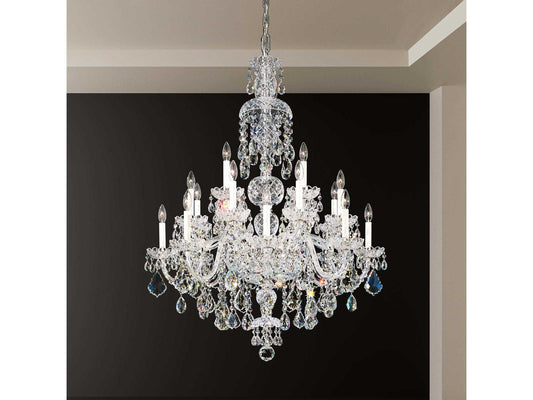 Schonbek Olde World 25-Light Candelabra Chandelier with Silver Crystal