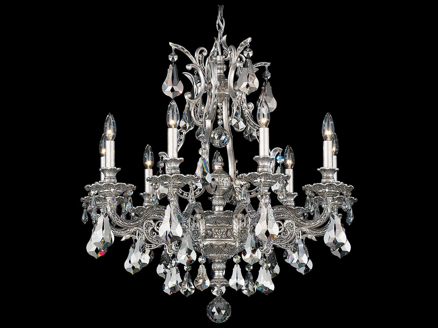 Schonbek 9-Light Sophia Silver Crystal Candelabra Chandelier