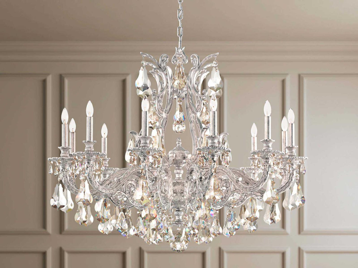 Schonbek Sophia 12-Light Gold Crystal Candelabra Chandelier