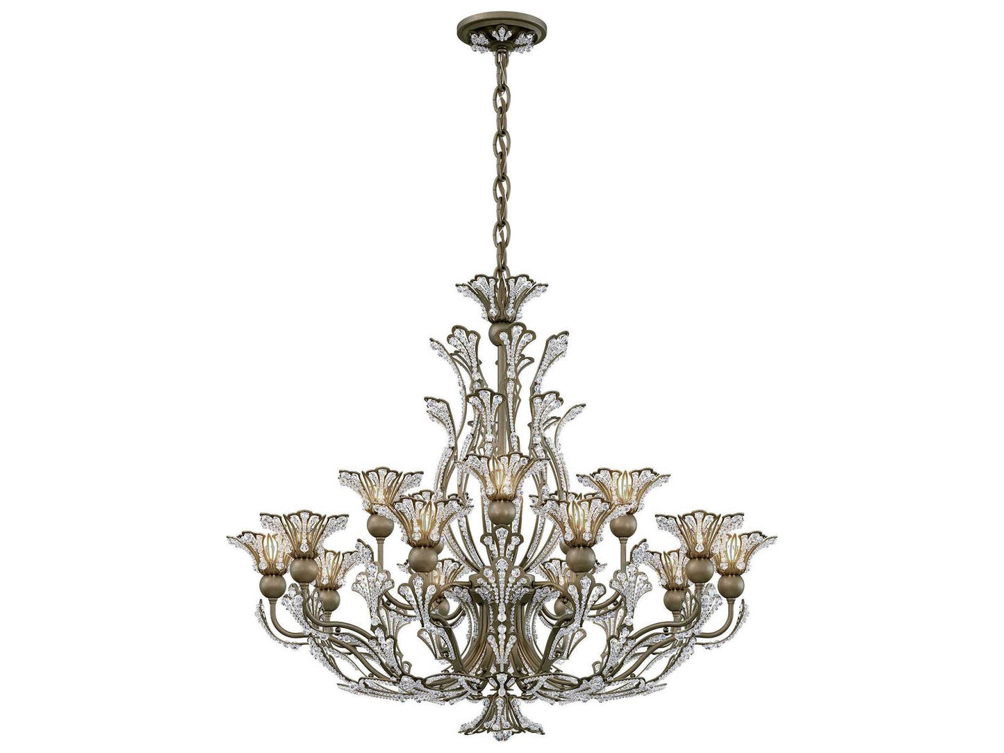 Schonbek Rivendell Crystal Chandelier with Delicate Floral Motif