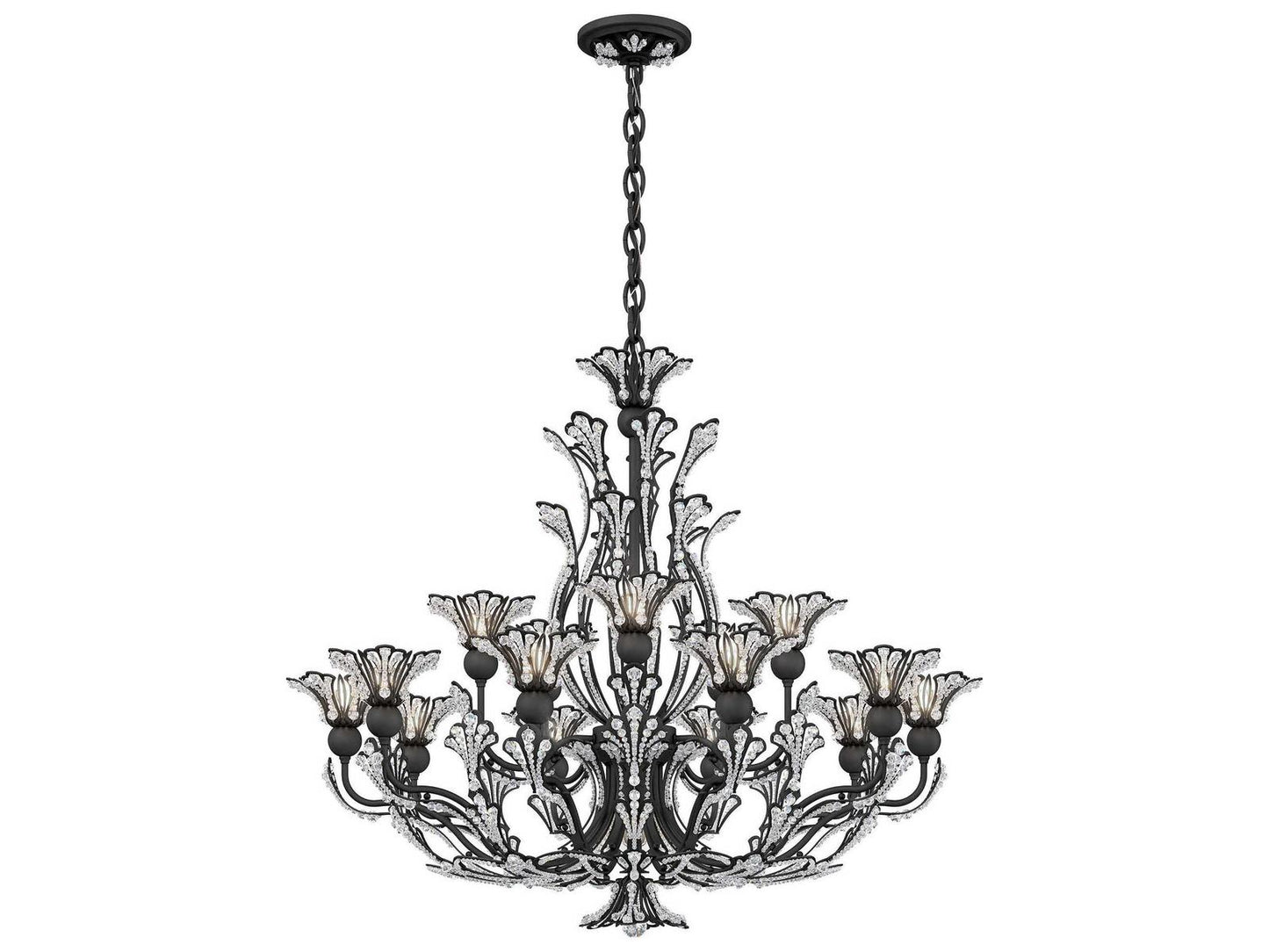 Schonbek Rivendell Crystal Chandelier with Delicate Floral Motif