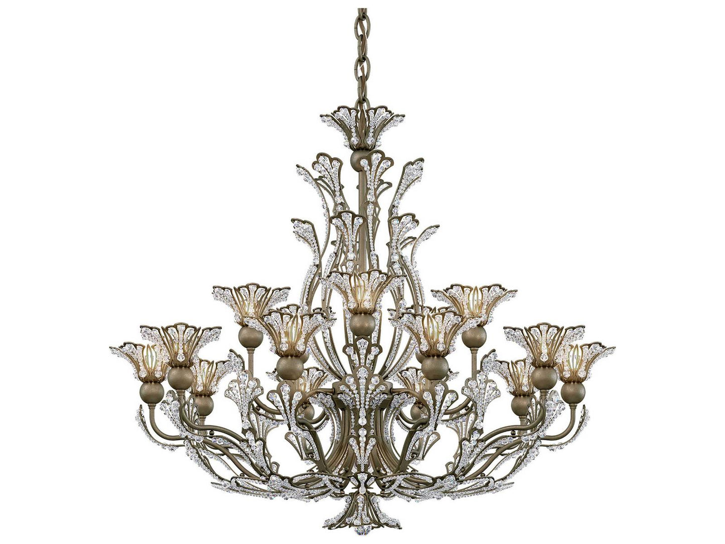 Schonbek Rivendell Crystal Chandelier with Delicate Floral Motif