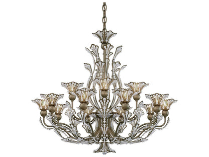 Schonbek Rivendell Crystal Chandelier with Delicate Floral Motif