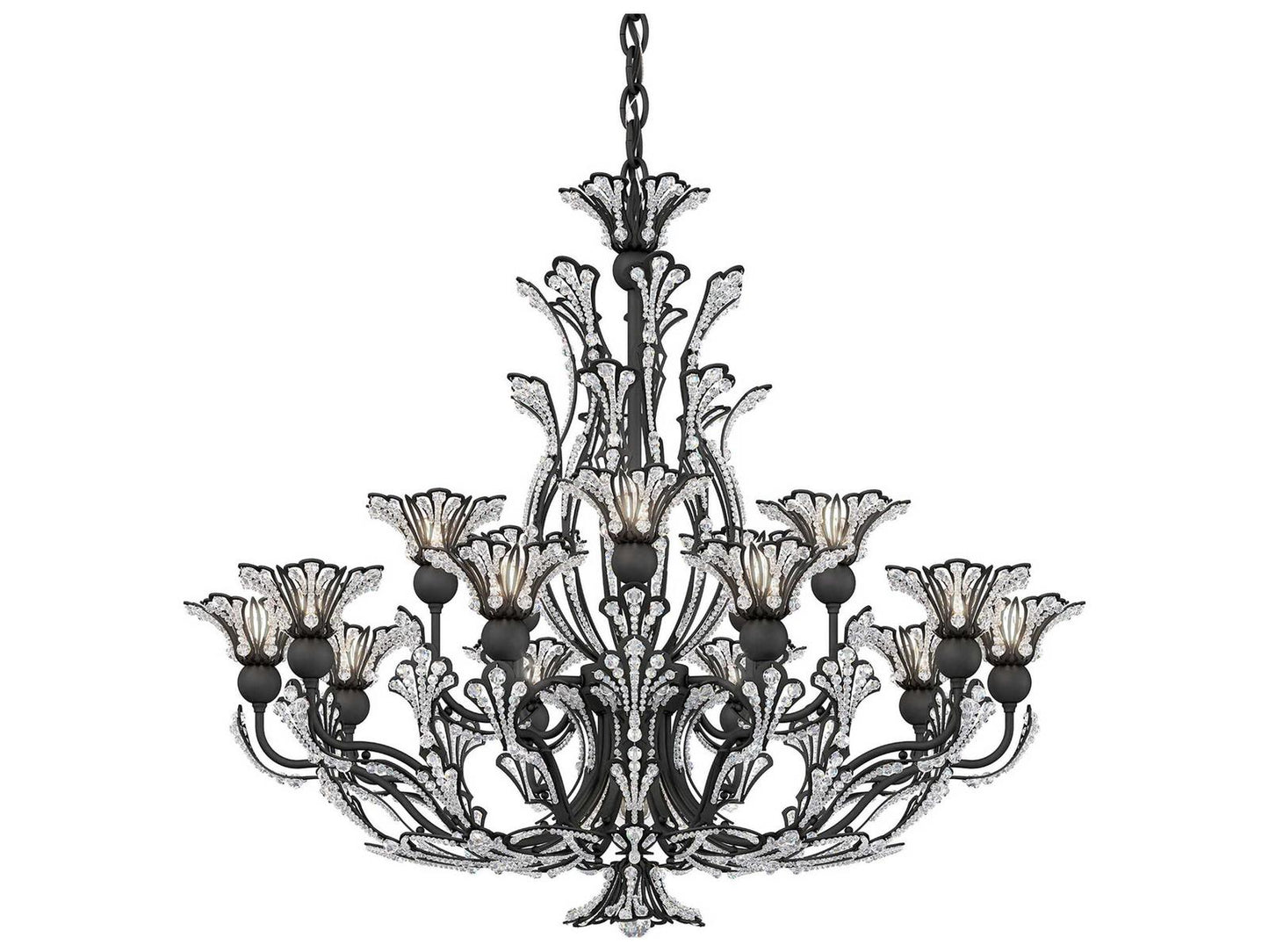 Schonbek Rivendell Crystal Chandelier with Delicate Floral Motif