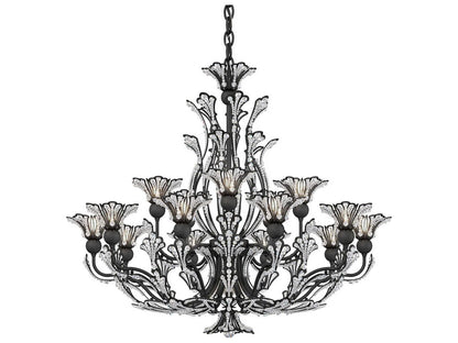 Schonbek Rivendell Crystal Chandelier with Delicate Floral Motif