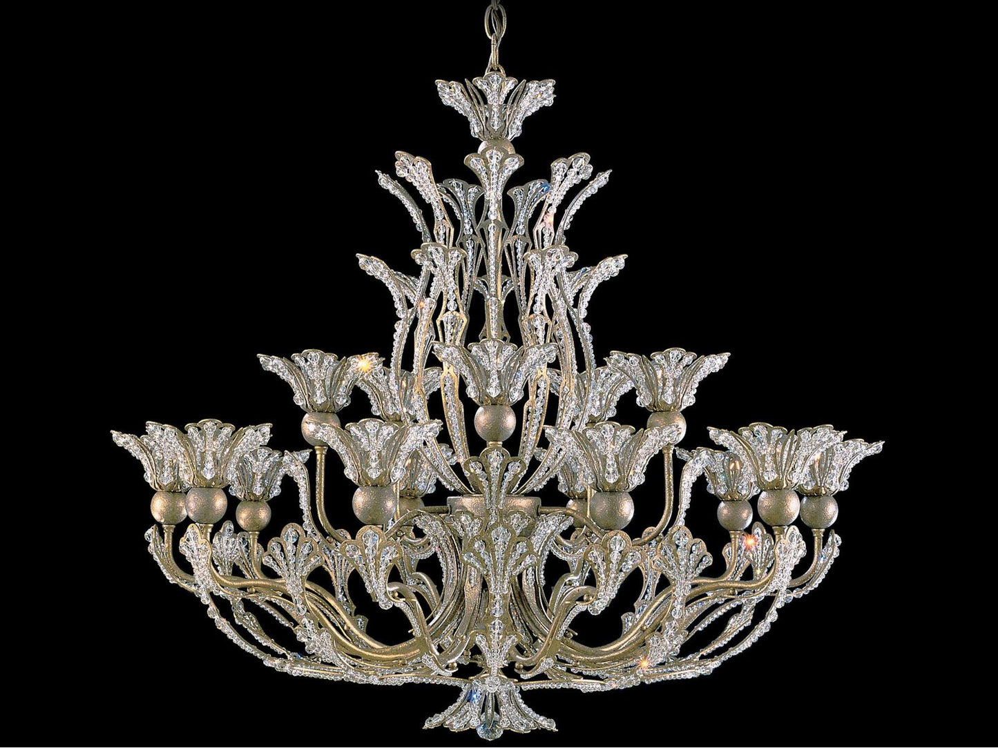 Schonbek Rivendell Crystal Chandelier with Delicate Floral Motif