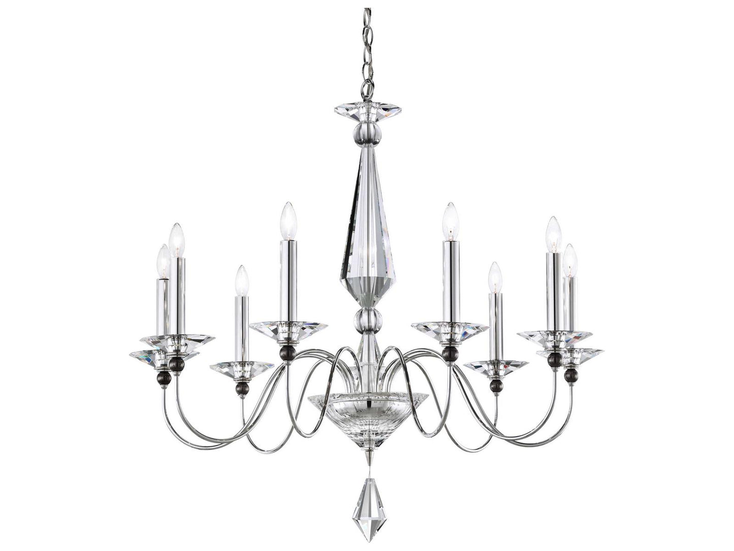 Schonbek 9-Light Jasmine Crystal Chandelier in Polished Silver