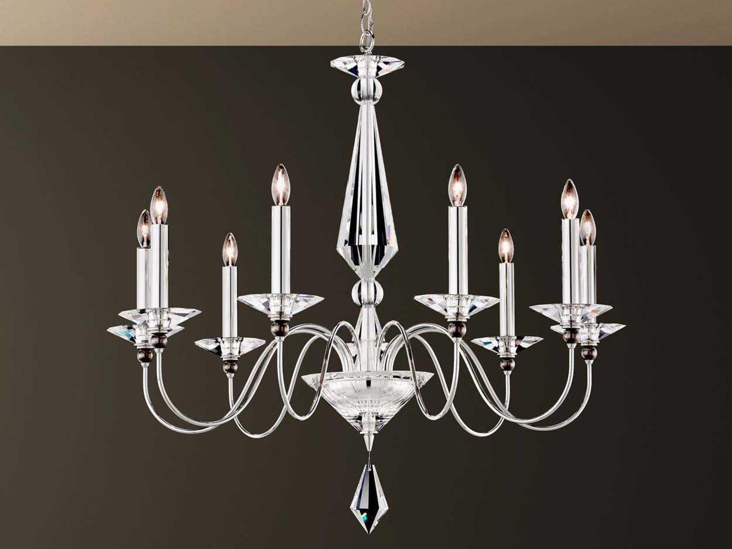 Schonbek 9-Light Jasmine Crystal Chandelier in Polished Silver