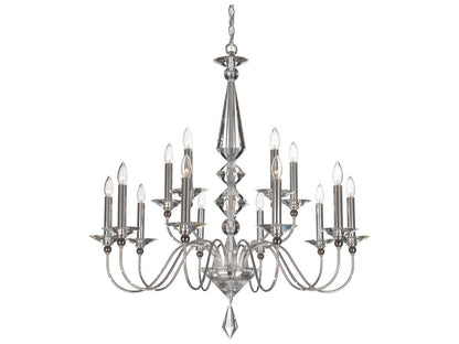 Schonbek Jasmine 15-Light Chandelier with Optic Crystal in Polished Silver