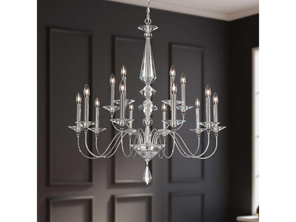 Schonbek Jasmine 15-Light Chandelier with Optic Crystal in Polished Silver