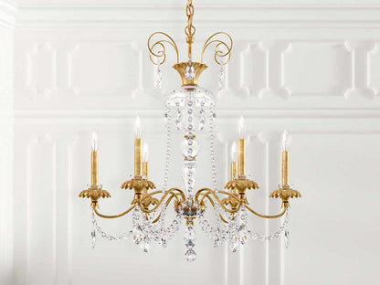 Schonbek Helenia 6-Light Heirloom Gold Crystal Candelabra Chandelier