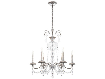 Schonbek Helenia 6-Light Heirloom Silver Crystal Candelabra Chandelier