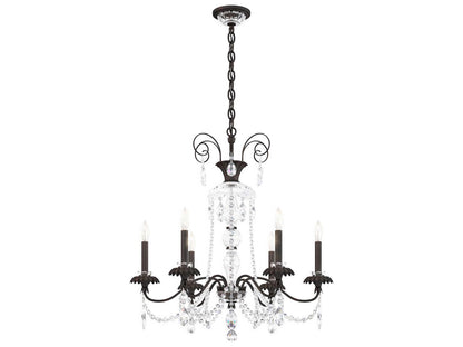 Schonbek Helenia 6-Light Candelabra Chandelier with Clear Heritage Handcut Crystal in Black Finish
