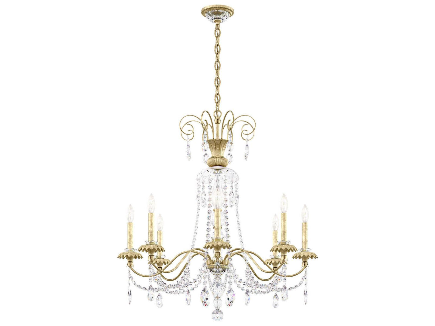 Schonbek Helenia 8-Light Heirloom Silver Crystal Candelabra Chandelier