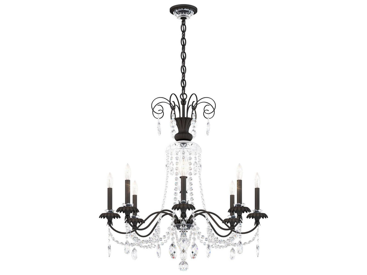 Schonbek Helenia 8-Light Crystal Chandelier in Black with Heritage Handcut Crystal