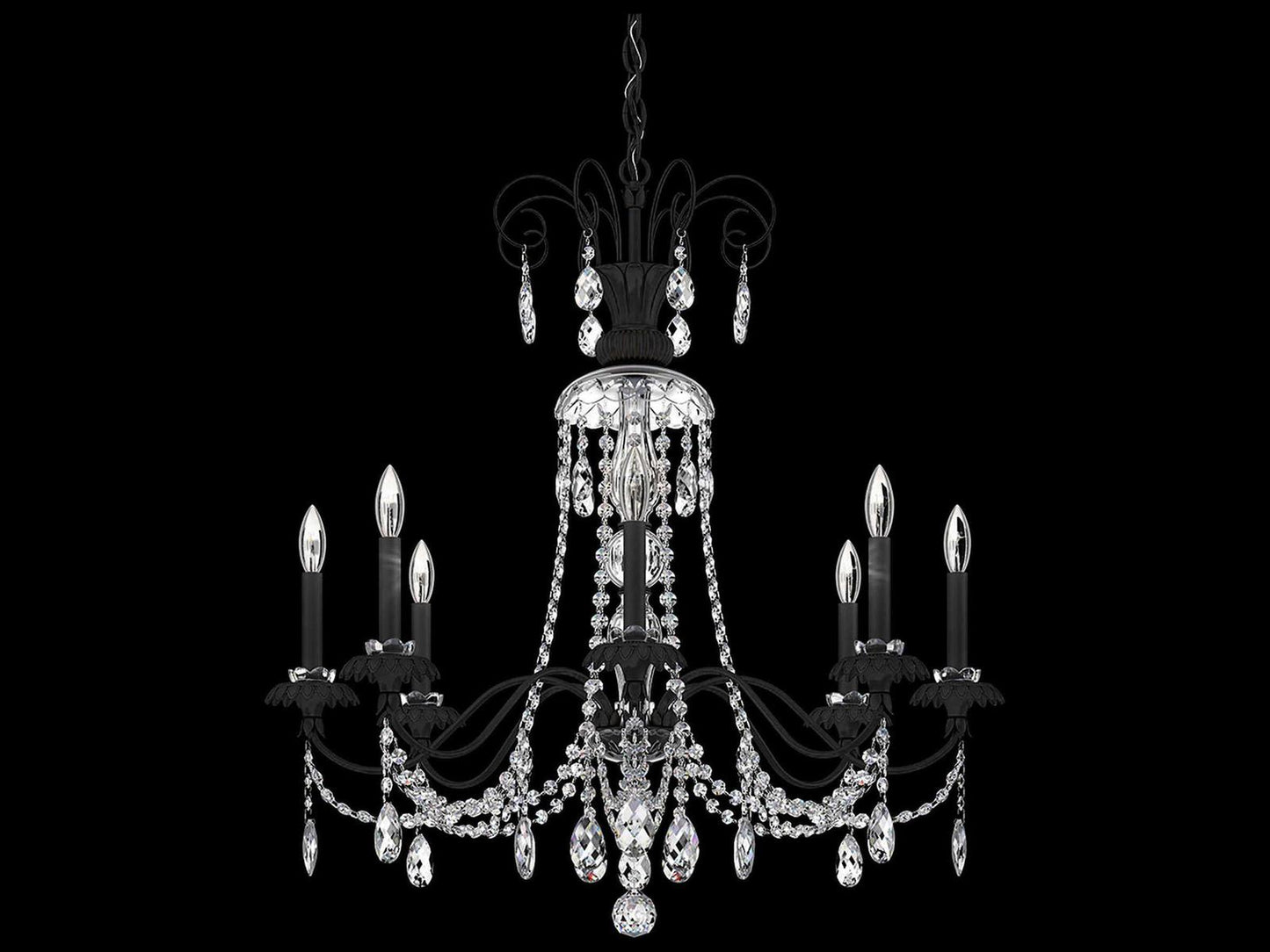 Schonbek Helenia 8-Light Crystal Chandelier in Black with Heritage Handcut Crystal