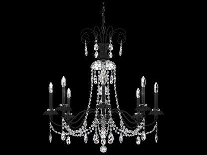 Schonbek Helenia 8-Light Crystal Chandelier in Black with Heritage Handcut Crystal