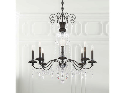 Schonbek Helenia 8-Light Crystal Chandelier in Black with Heritage Handcut Crystal