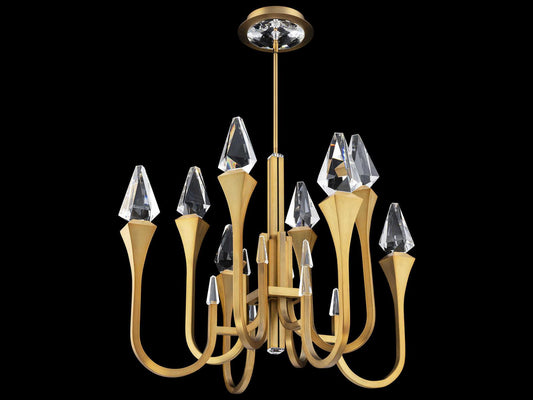 Schonbek Plumeria 8-Light Crystal LED Chandelier in Aged Brass