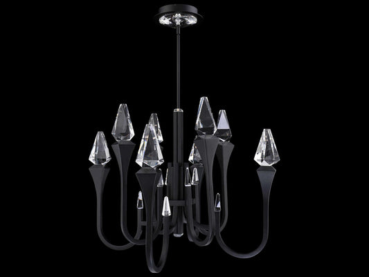 Schonbek Plumeria 8-Light LED Chandelier in Black with Clear Optic Crystal