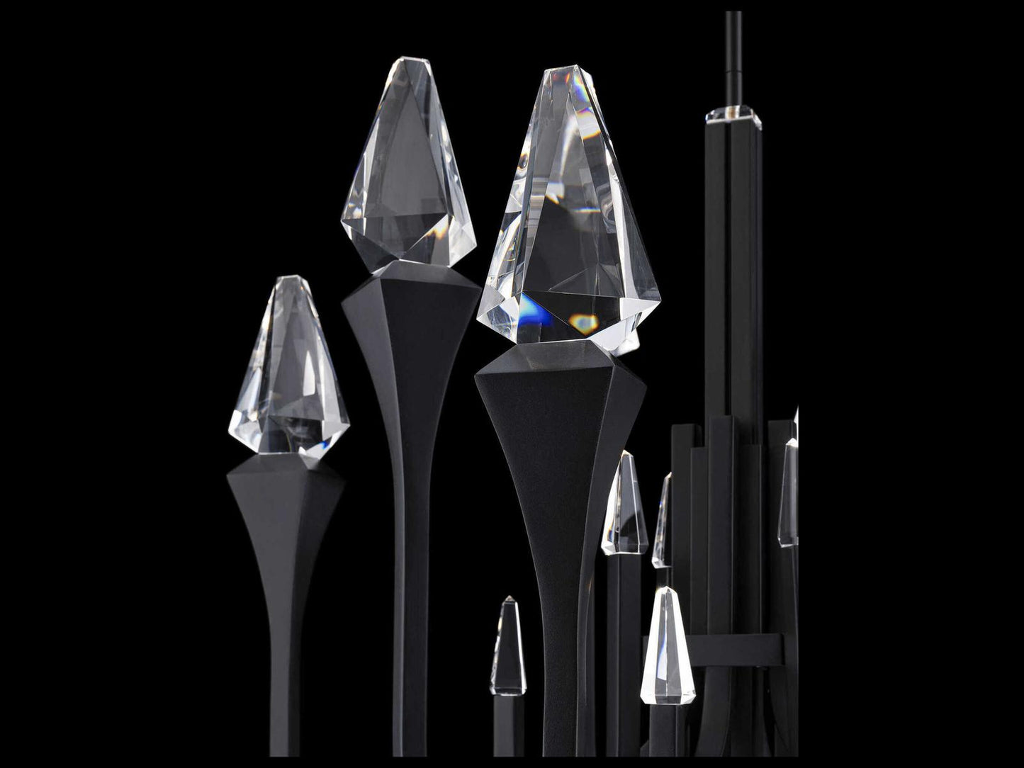 Schonbek Plumeria 8-Light LED Chandelier in Black with Clear Optic Crystal