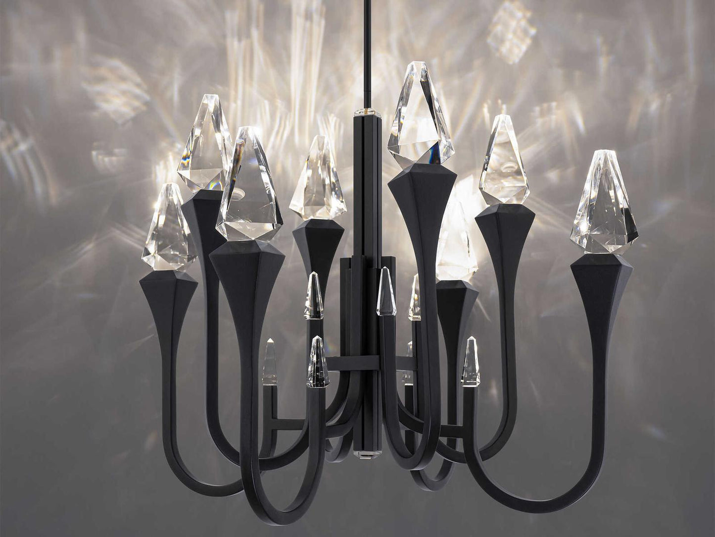 Schonbek Plumeria 8-Light LED Chandelier in Black with Clear Optic Crystal