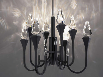 Schonbek Plumeria 8-Light LED Chandelier in Black with Clear Optic Crystal