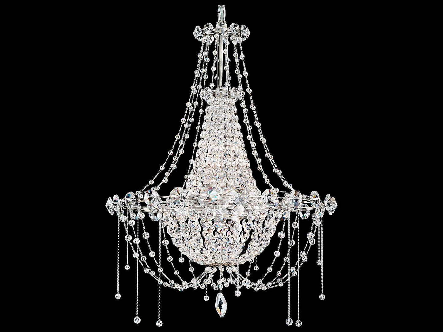 Schonbek Chrysalita 6-Light Crystal Empire Chandelier in Polished Stainless Steel
