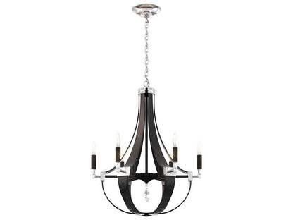 Schonbek Crystal Empire 6-Light Candelabra Chandelier in Grizzly Black Leather