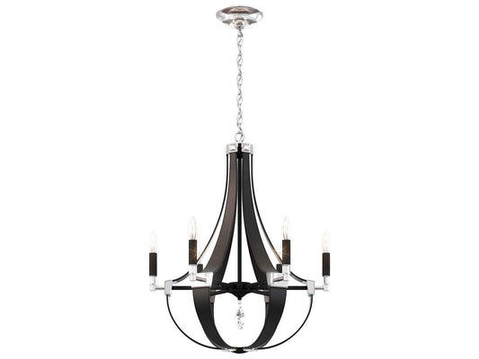 Schonbek Crystal Empire 6-Light Candelabra Chandelier in Grizzly Black Leather
