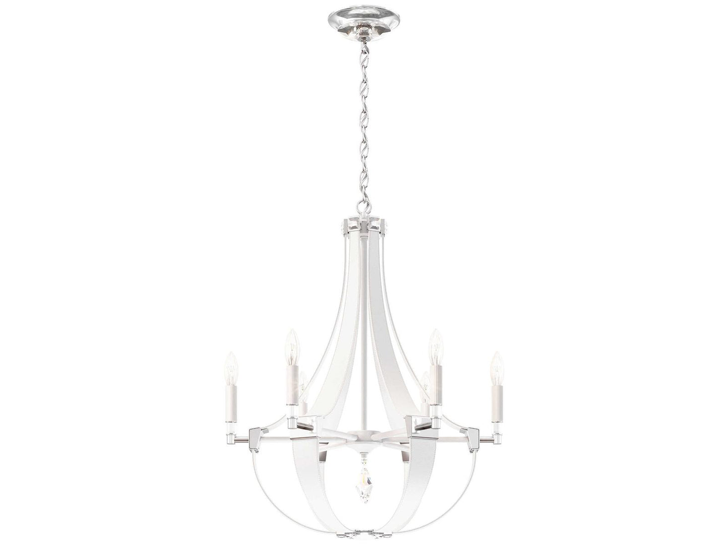 Schonbek Crystal Empire 6-Light Chandelier in White Pass Leather with Radiance Crystal